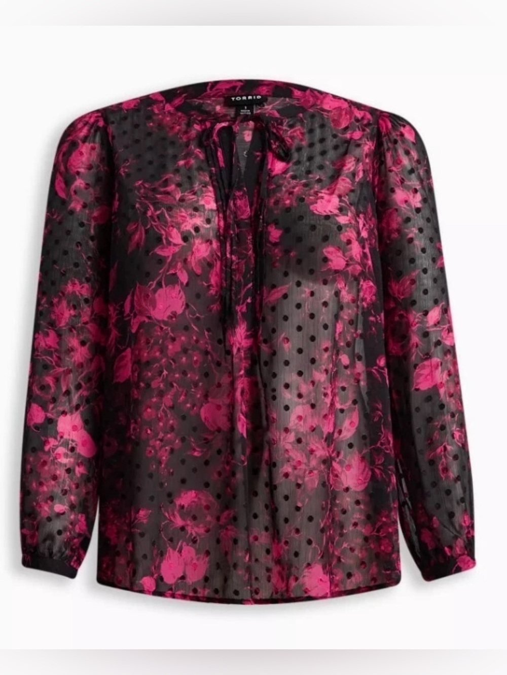 🖤 Torrid Pink and Black Floral Clip Dot Top
